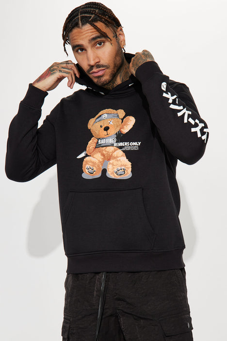 Bad Vibes Teddy Hoodie Black