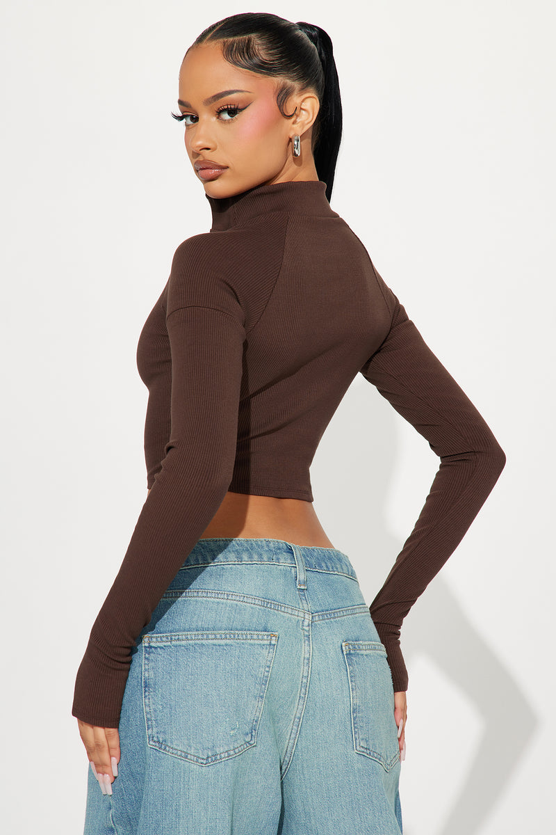 Nicole Collared Snatched Top - Chocolate | Fashion Nova, Knit Tops ...