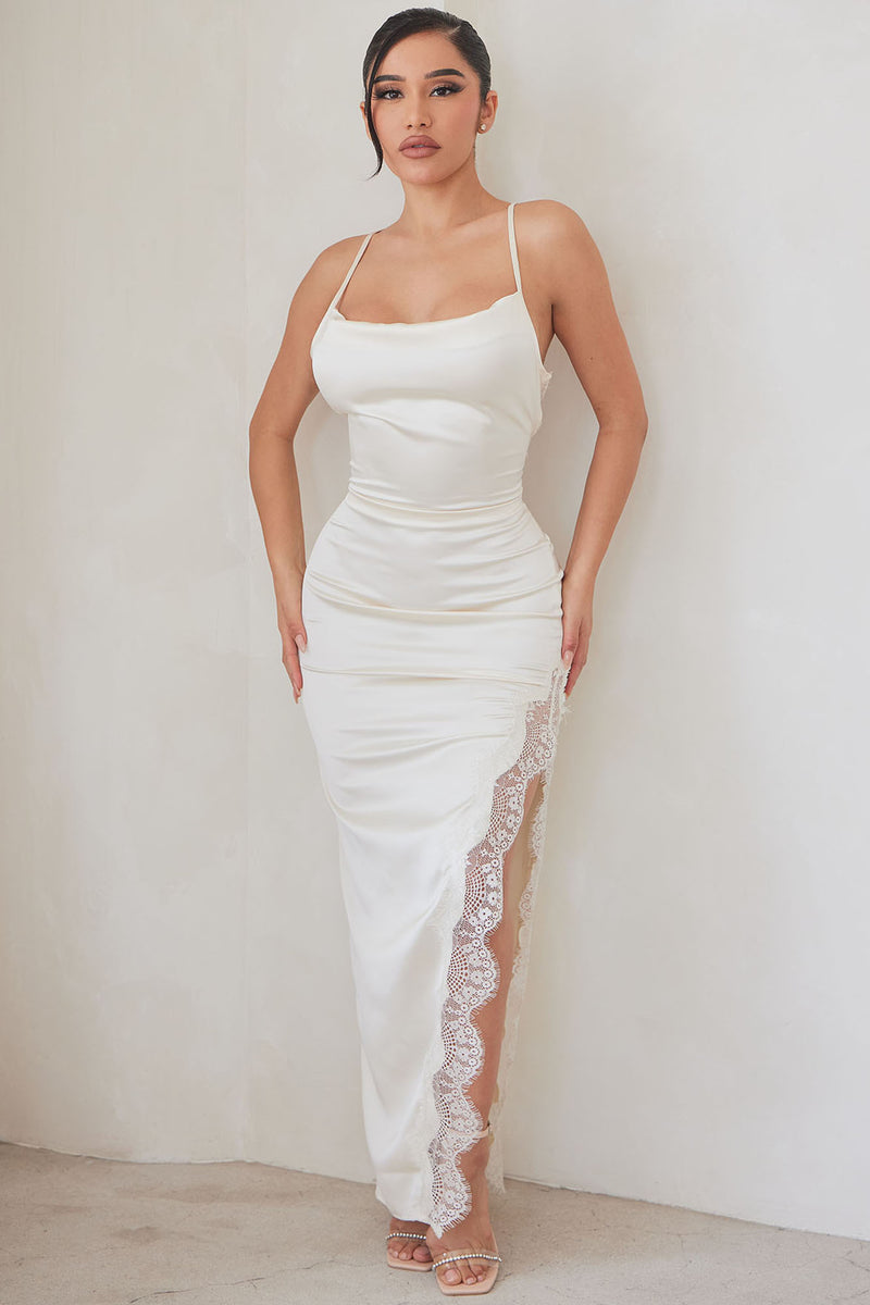 Juliana Satin Maxi Dress - Cream | Fashion Nova, Luxe | Fashion Nova