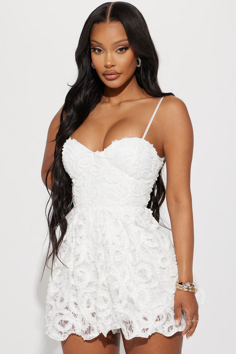White lace shorts romper new arrivals