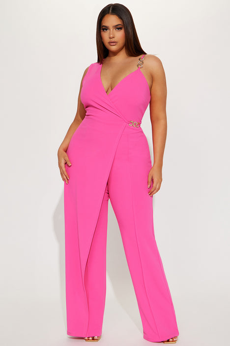 Hot pink plus size jumpsuit sales