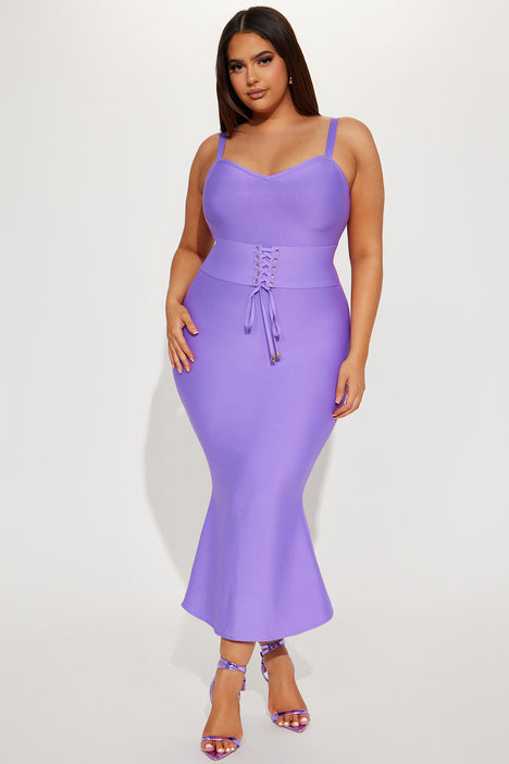 Kaelee Corset Bandage Midi Dress Purple Fashion Nova Dresses