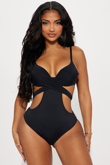 Tiana Halter 1 Piece Swimsuit - Black, Fashion Nova, Swimwear