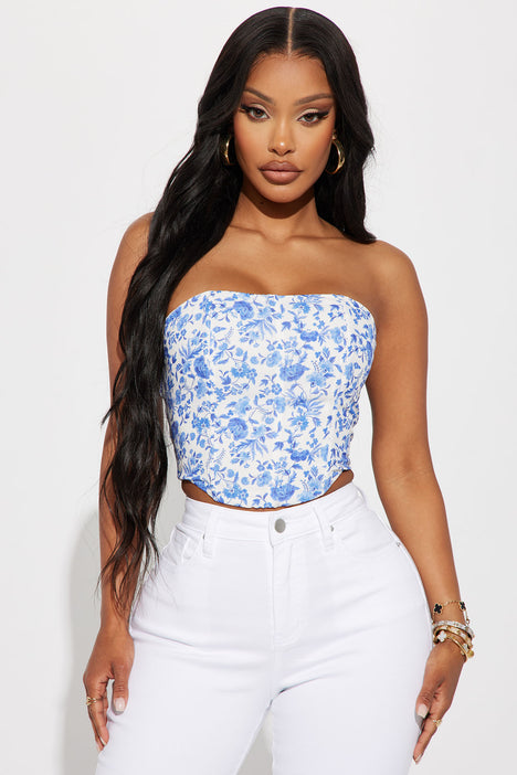 Something Special Corset Top - Blue/combo