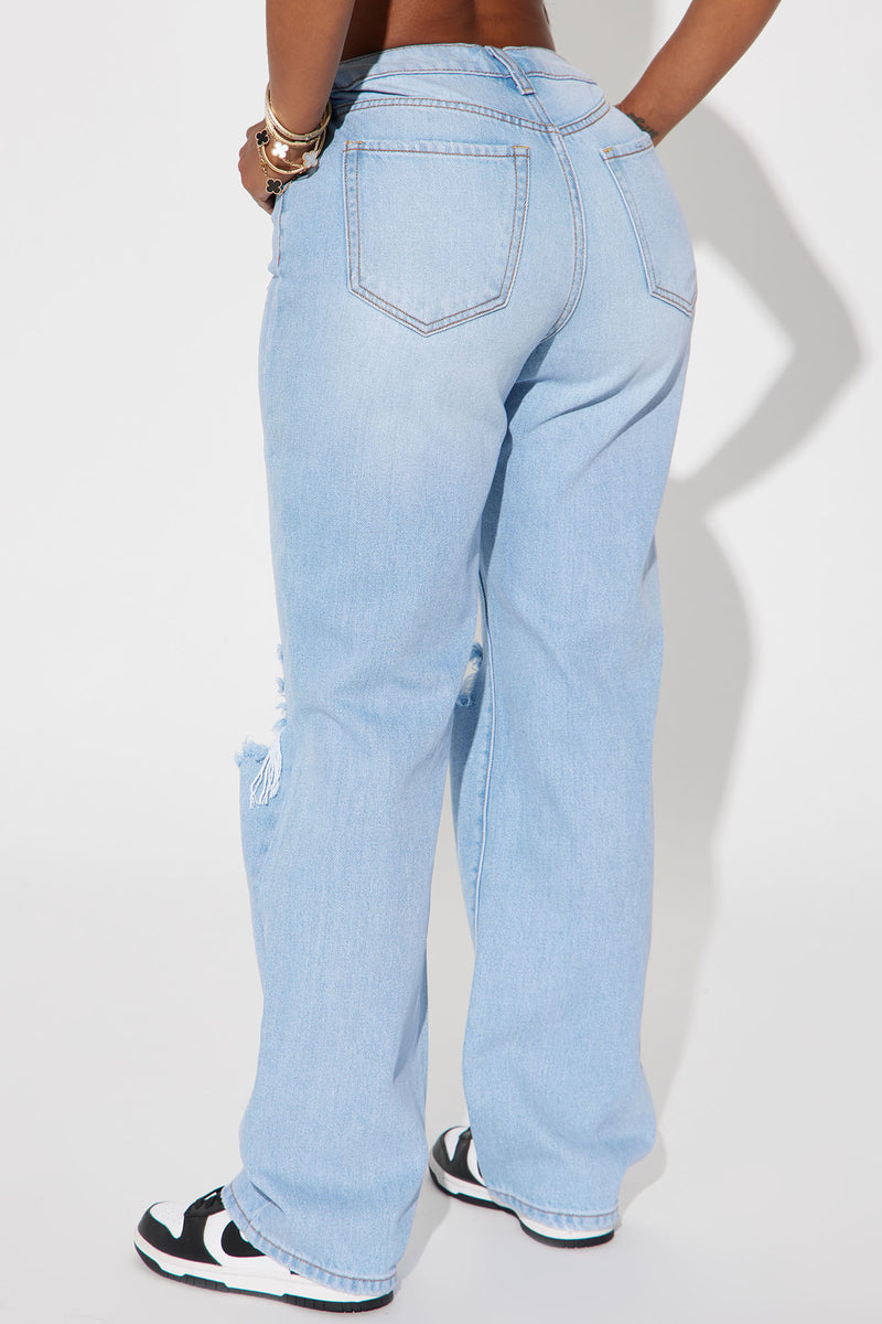Main Squeeze Non Stretch Ripped Straight Leg Jean - Light Wash ...