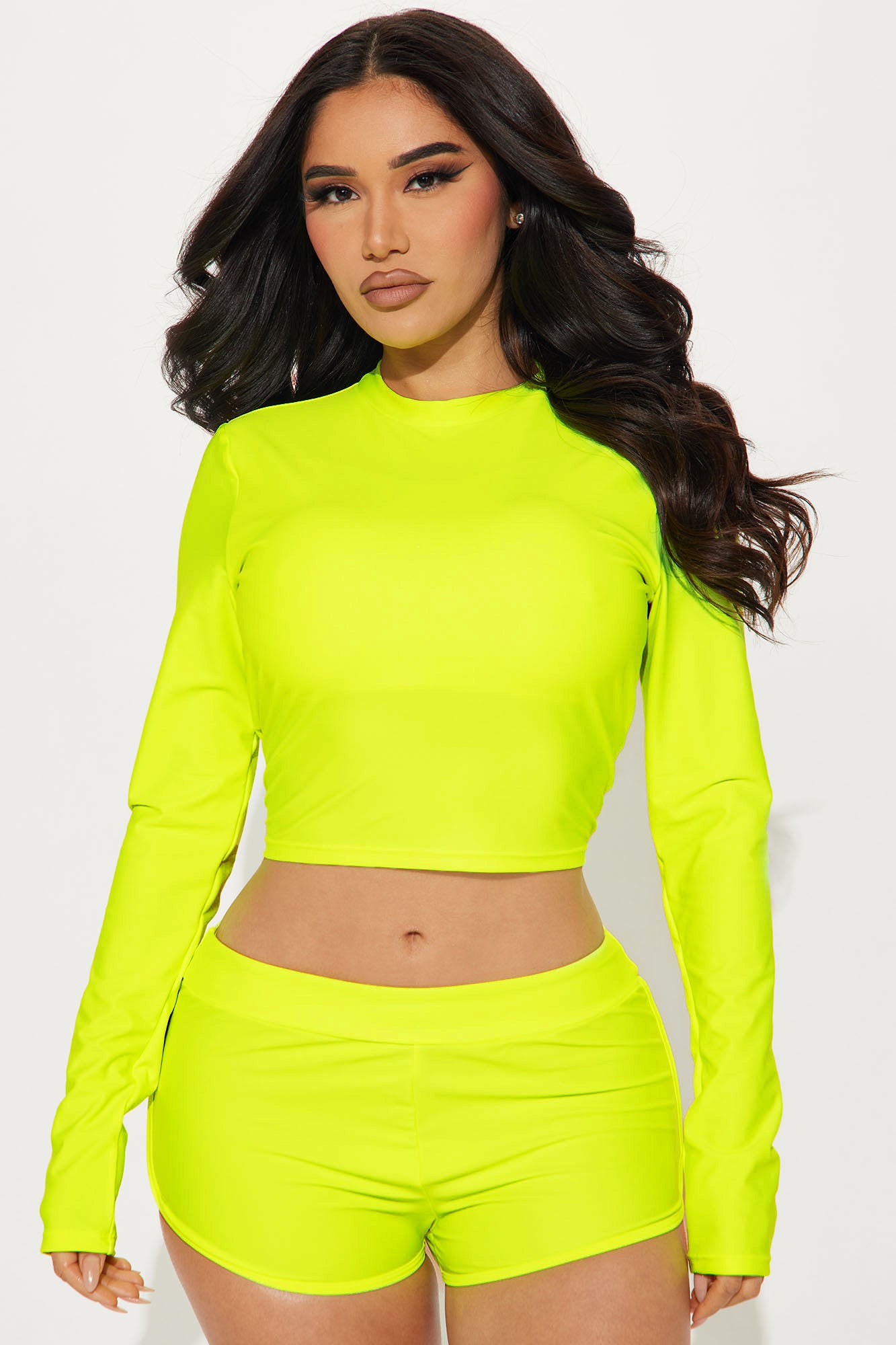 Neon long 2025 sleeve bikini