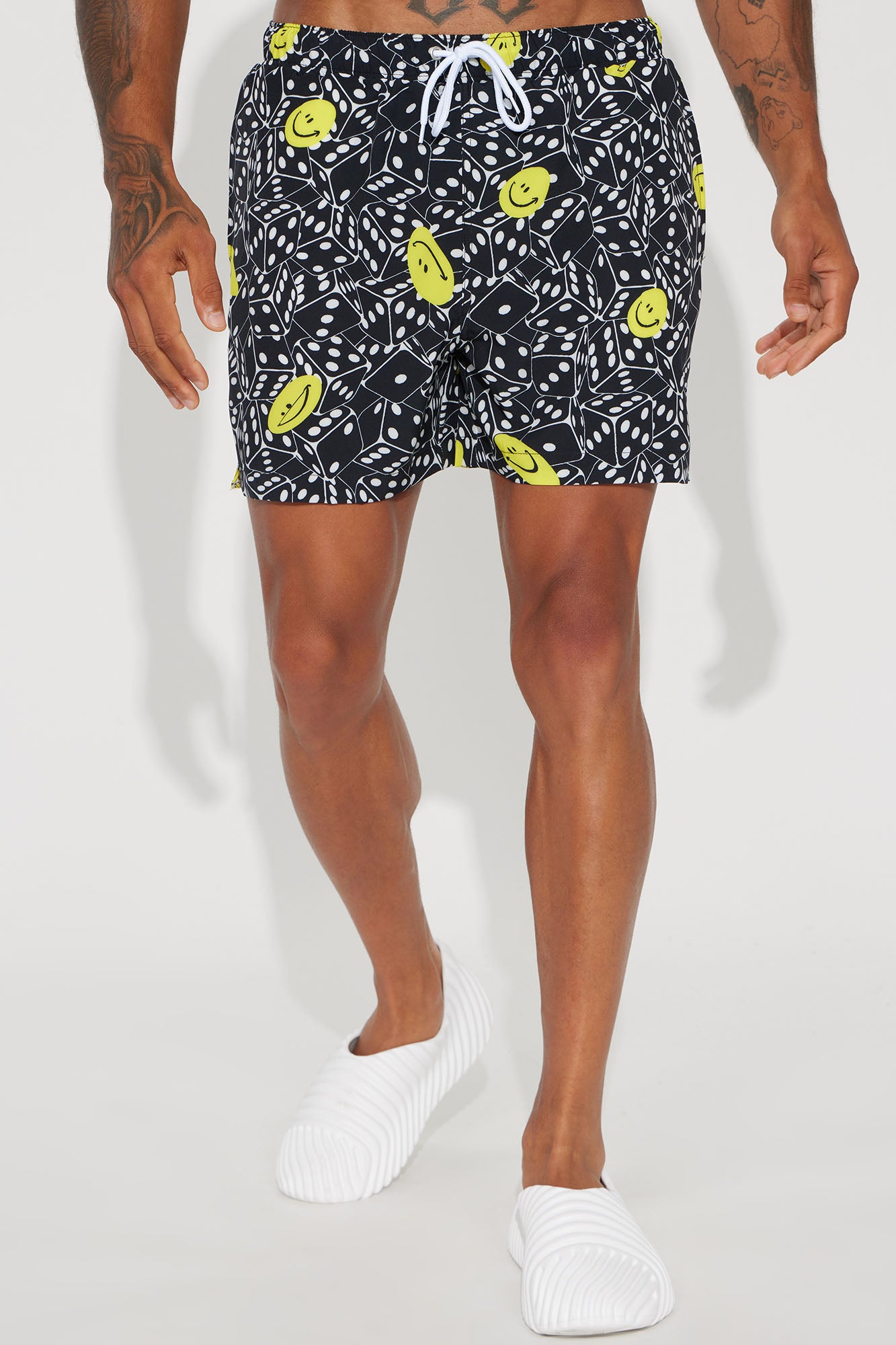 Risky Smiles Swim Trunks Black Fashion Nova Mens Swim