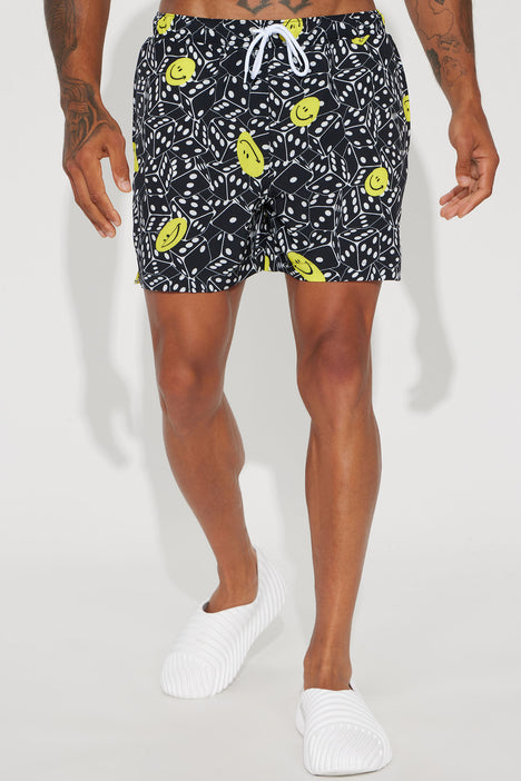 Risky Smiles Swim Trunks Black Fashion Nova Mens Swim