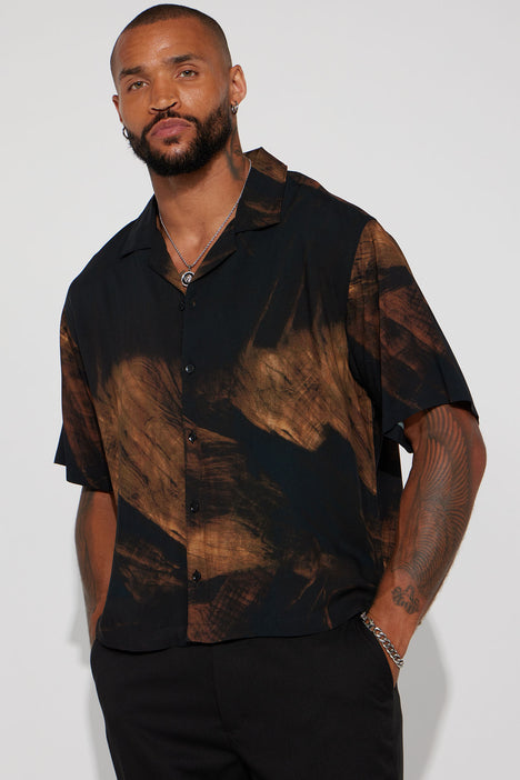 Black and gold button up new arrivals shirt mens