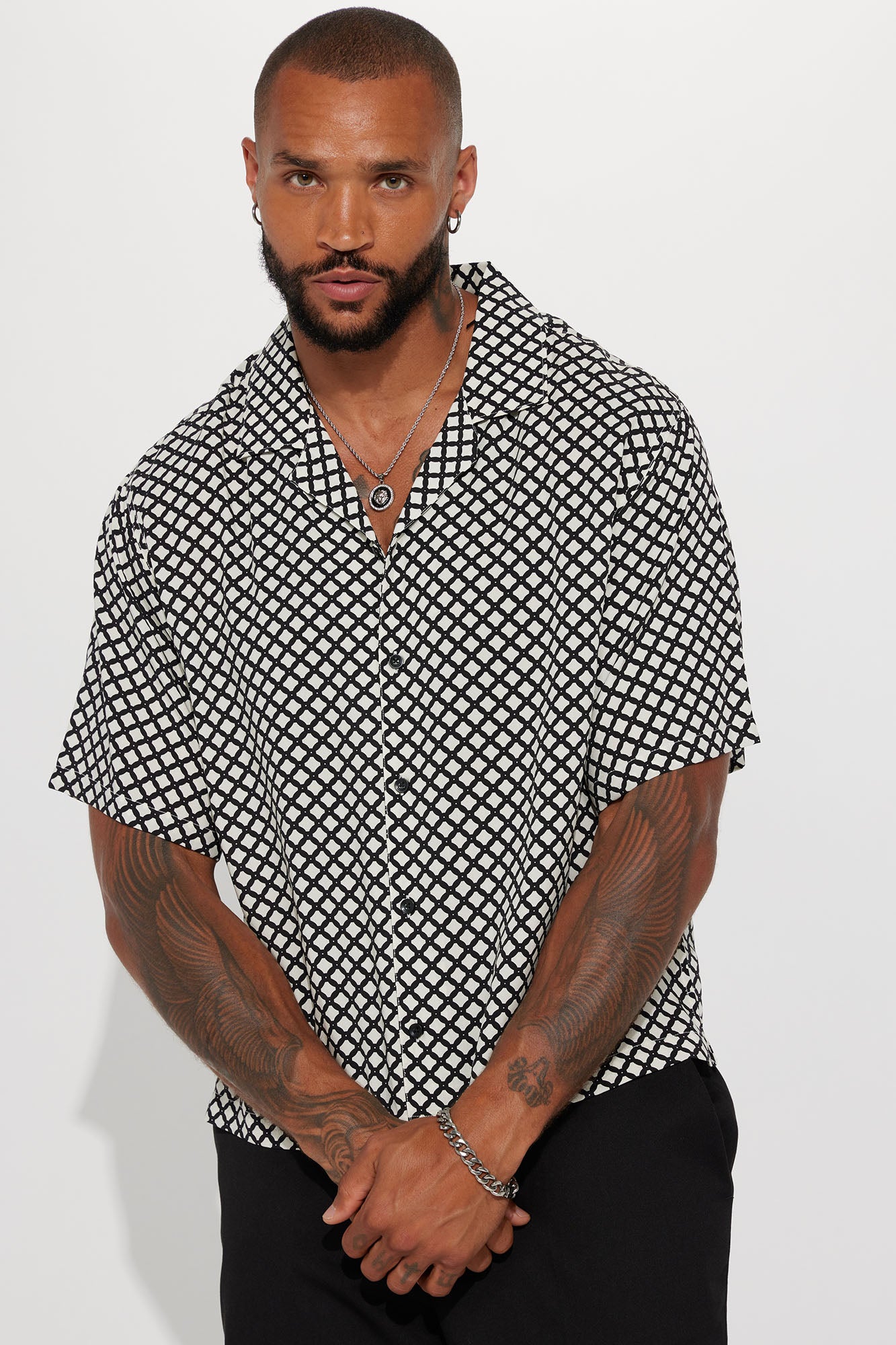 Off The Grid Short Sleeve Button Up - Off White/combo