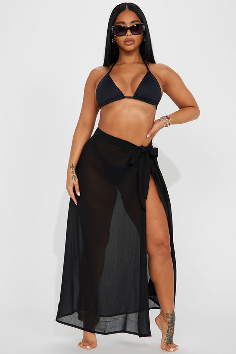 Black maxi skirt top beach cover up