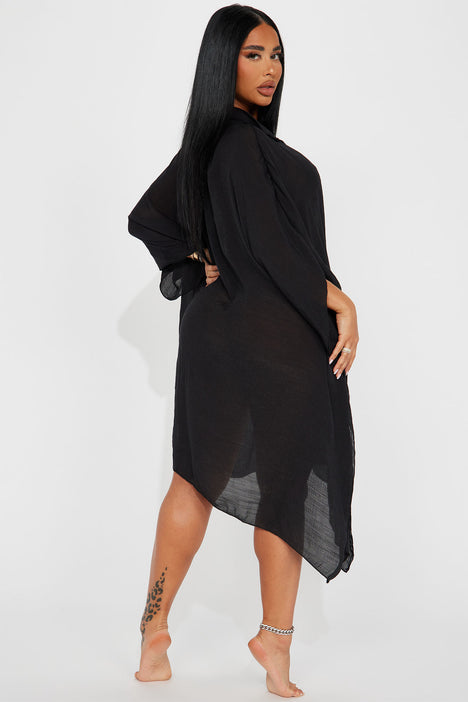 Black sale swim kimono