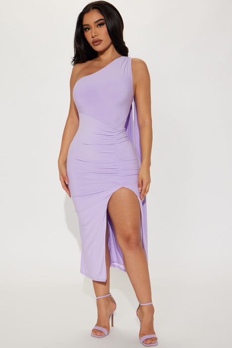 Alanna One Shoulder Midi Dress Lavender