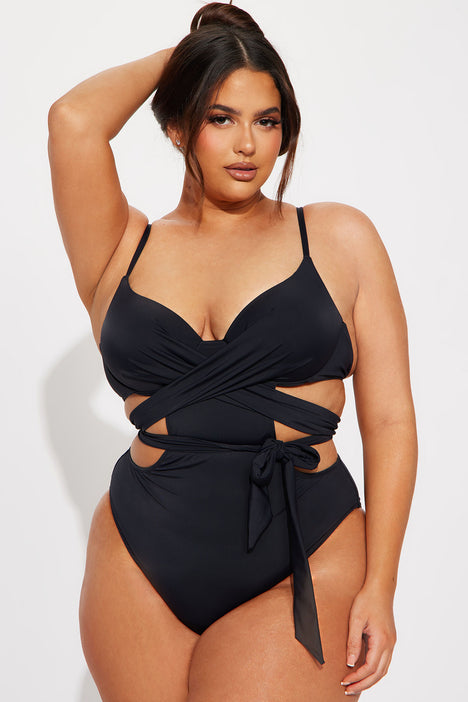 Poolside Look Wrap 1 Piece Swimsuit Black Fashion Nova