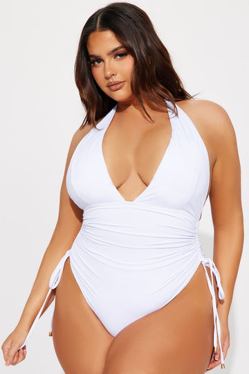 Plus Size Grecian Skater Ruched One Piece Swimdress in Iridescent