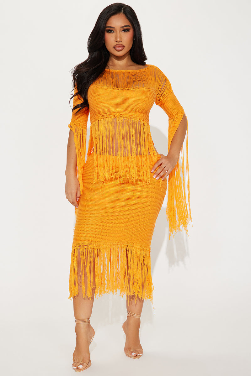 Mimosa Time Fringe Skirt Set - Orange | Fashion Nova, Matching Sets ...
