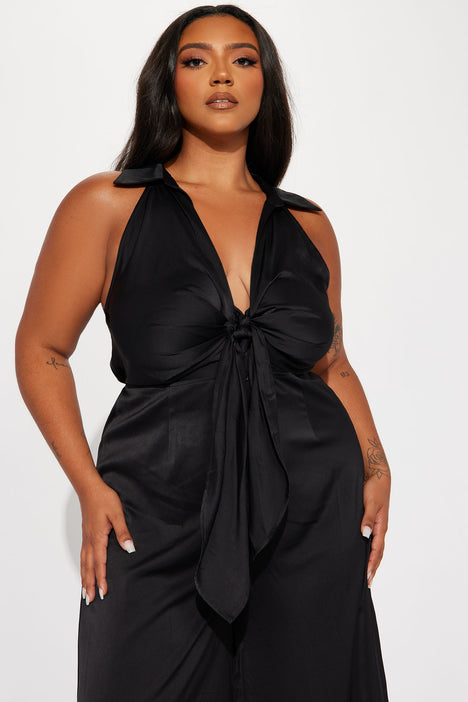 Brynlii Satin Jumpsuit Black Fashion Nova Jumpsuits Fashion