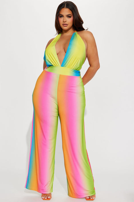 Rainbow jumpsuit shop fashion nova