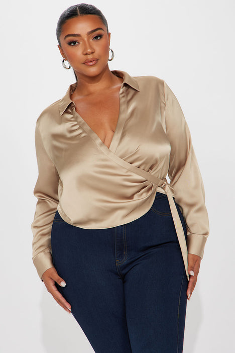 Satin surplice top on sale