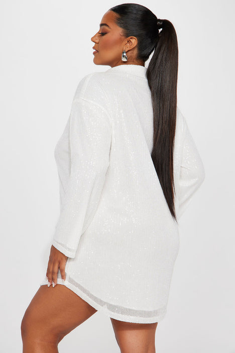 Fashion nova white shirt dress online