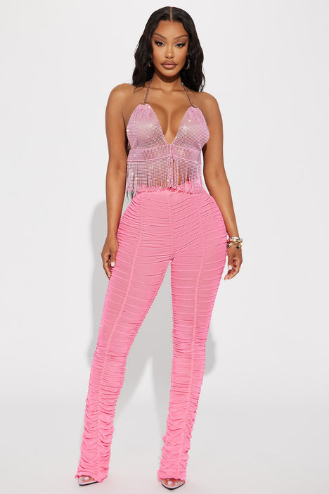 Pink leather pants fashion nova 2025