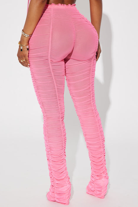 Suki Ruched Mesh Legging - Hot Pink