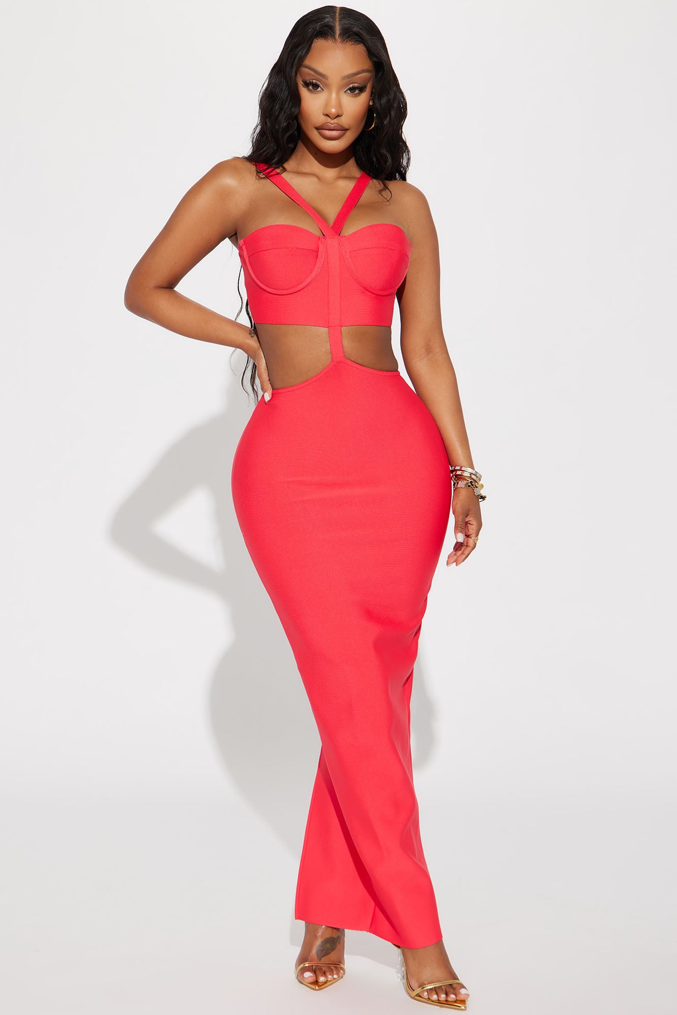 Coral bandage dress clearance