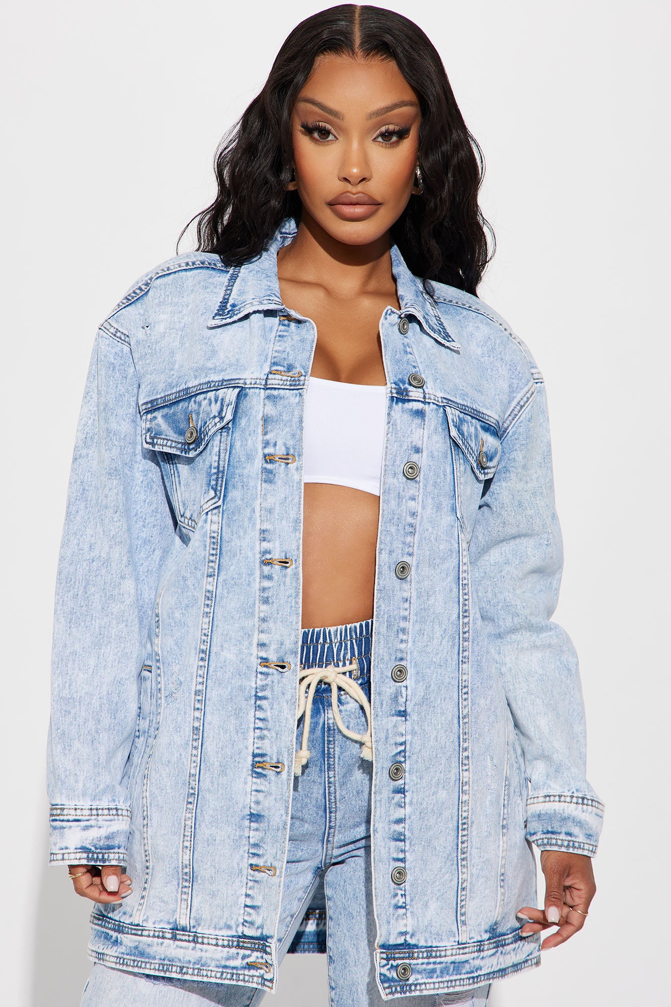 Most Wanted Stone Wash Denim Boyfriend Trucker Jacket Stone Blue
