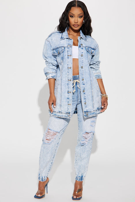White jean discount jacket fashion nova