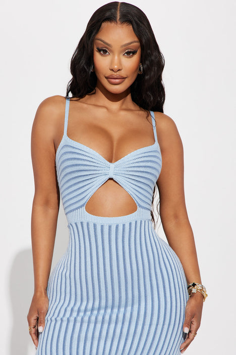 Nora Knit Maxi Dress Light Blue Fashion Nova Dresses