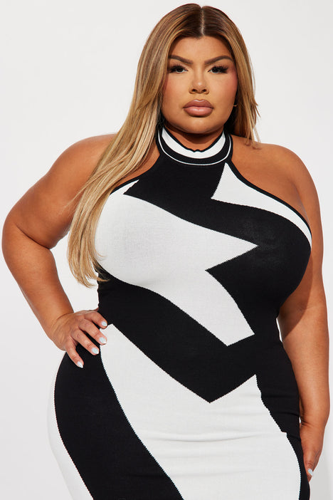 Women's plus size sales black and white dresses