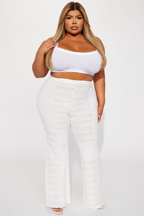 White flare pants plus size best sale