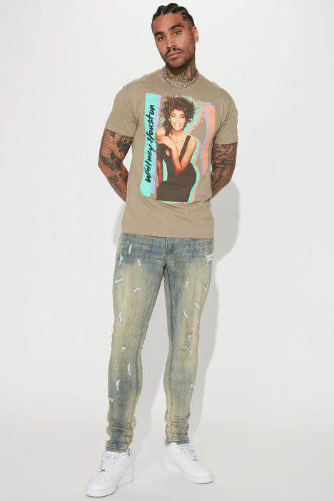 Whitney Houston Vibrant Short Sleeve Tee Sand Fashion Nova