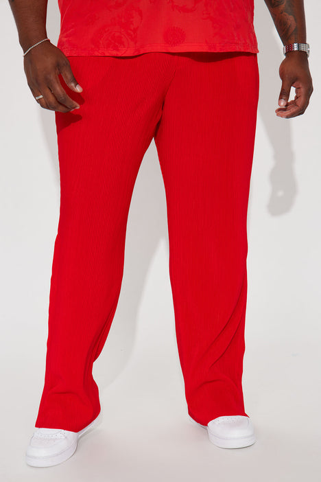 Turn Me Up Side Snap Plisse Pants Red Fashion Nova Mens Pants