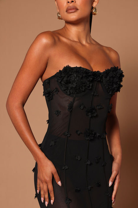 Amelia Rose Corset Mini Dress - Black