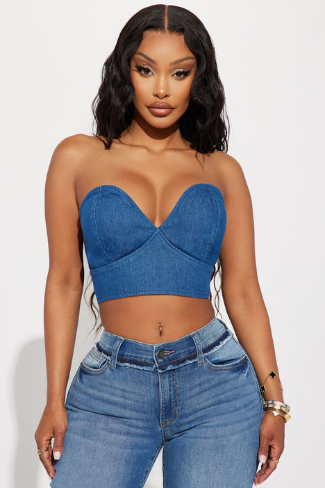 Smooth It Out Denim Tube Top Medium Wash