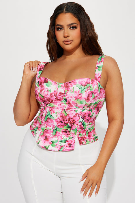 Always Dramatic Floral Corset Top - Pink/combo