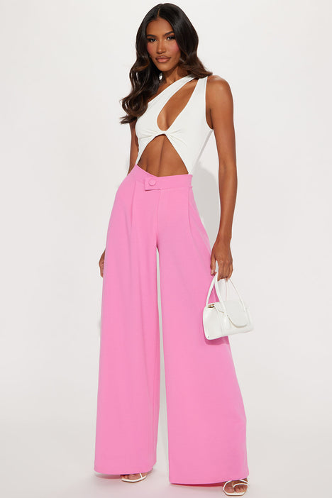 Valentina Wide Leg Dress Pant - Pink