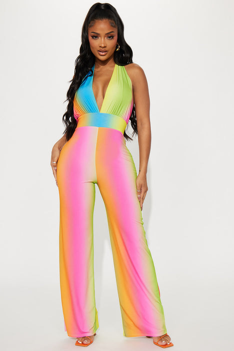 Multi colored striped jumpsuit new arrivals