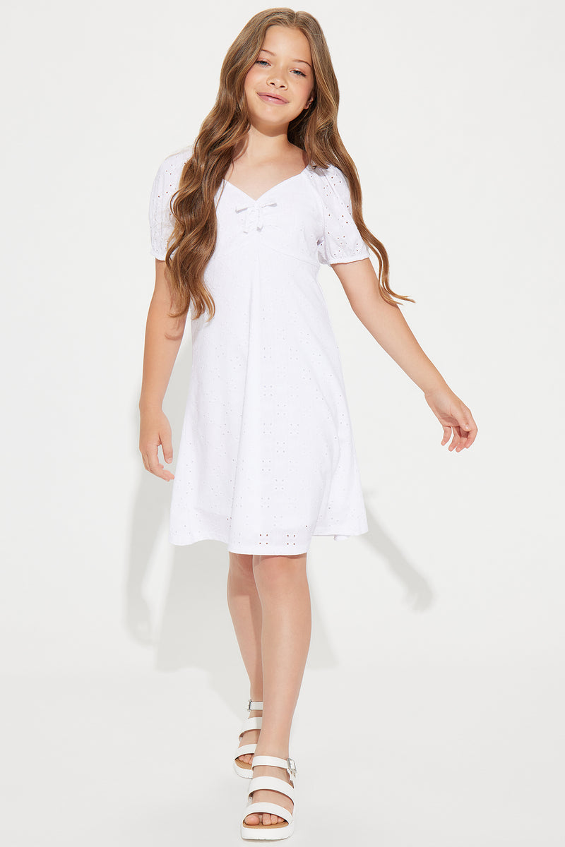 Mini Miss Dainty Eyelet Dress - White | Fashion Nova, Kids Dresses ...