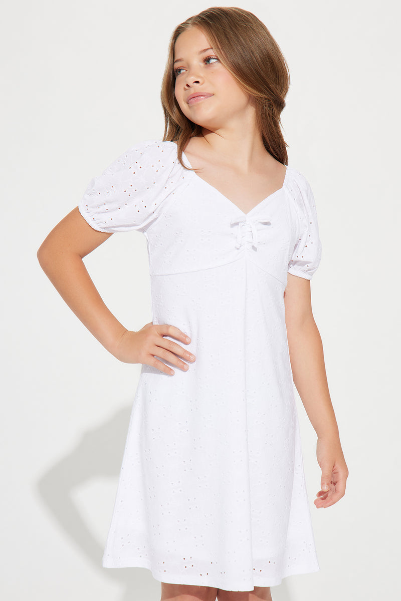 Mini Miss Dainty Eyelet Dress - White | Fashion Nova, Kids Dresses ...
