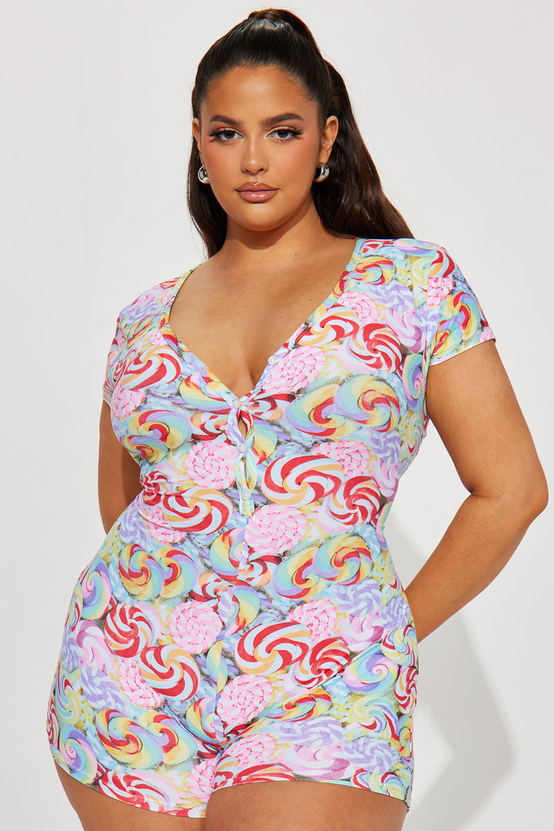 Candy Cutie Dreams PJ Romper Onesie Multi Color Fashion Nova