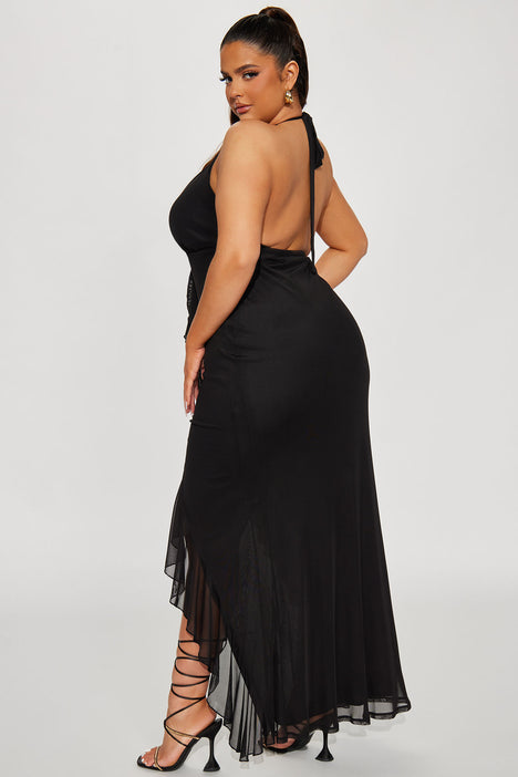 plus size mesh maxi dress