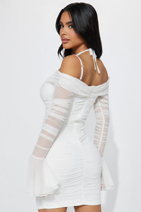 White Mesh Long Sleeve Bodycon Mini Dress | Womens | X-Small (Available in S, M, L, XL) | 100% Polyester | Lulus | Stretchy Fabric