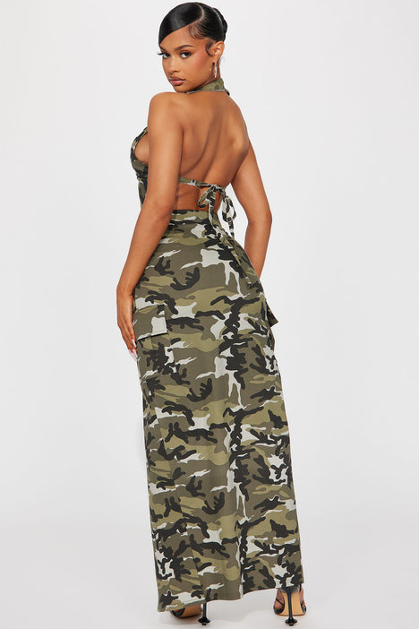 Dahlia Camo Skirt Set Olive combo Fashion Nova Matching Sets