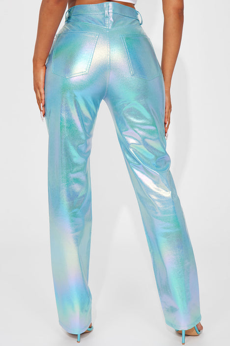 Disco Diva Metallic Faux Leather Pant - Blue