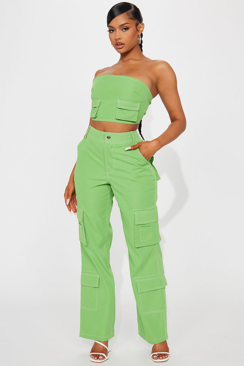 Totally Candid Cargo Pant Set - Green | Fashion Nova, Matching Sets ...