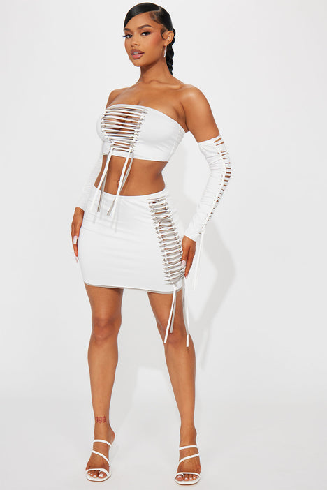 Jenny 3 Piece Skirt Set White Fashion Nova Matching Sets