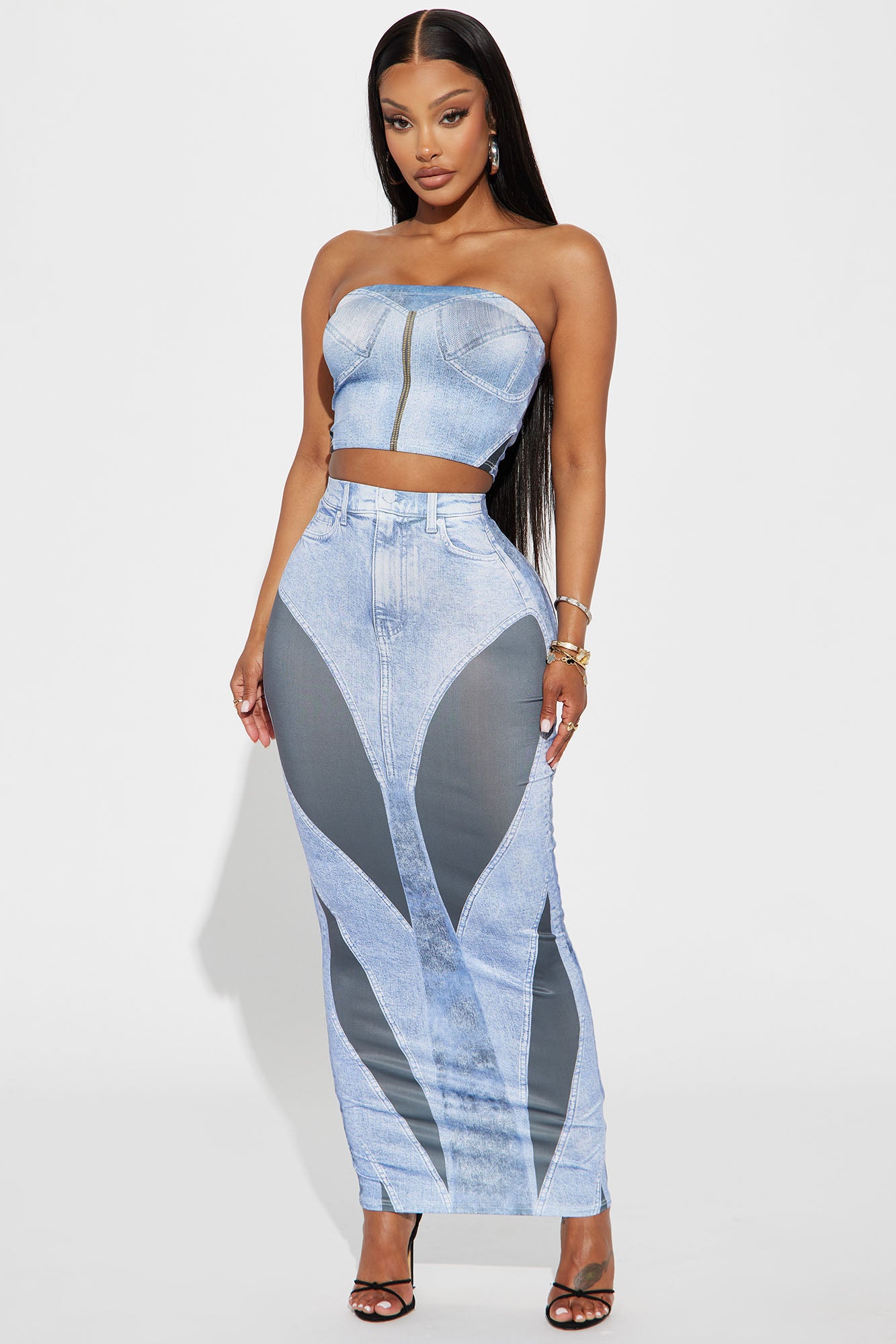 Denim overall hotsell skirt set