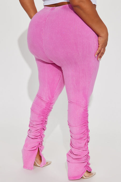 Rosalie Mineral Wash Stacked Pant Fuchsia